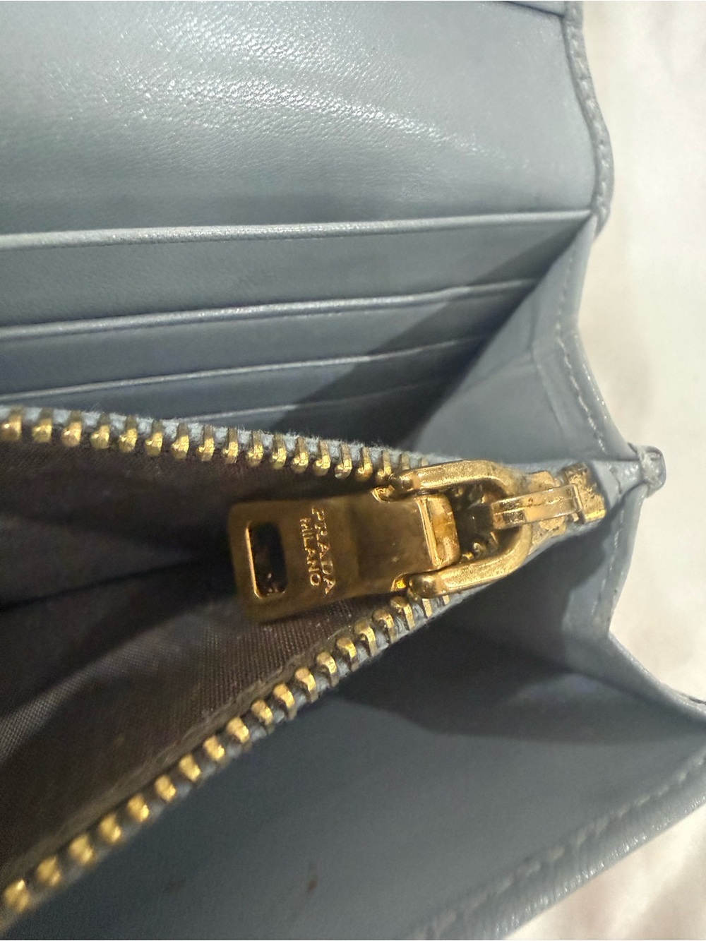 Prada Grey Leather Continental Wallet with Cocktail on Patch - Picture 9 of 9